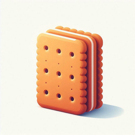Illustration of a biscuit with holes on a white background.の写真素材