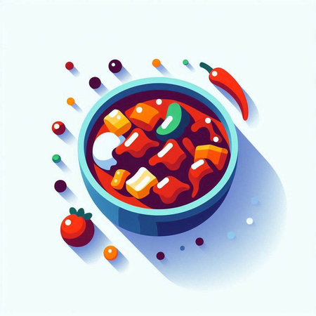 Borscht soup in bowl. Vector illustration in flat style.の写真素材