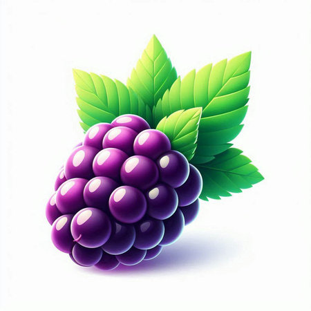 Ripe blackberries with leaves on a white background. Vector illustration.