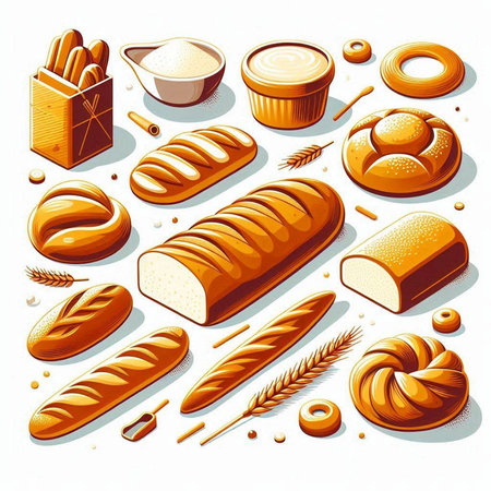 Bread and bakery icons set. Vector illustration in retro style.の写真素材
