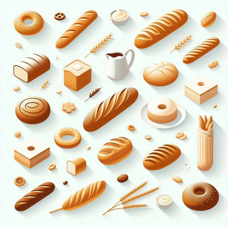 Bread and bakery icons set. Vector illustration in retro style.の写真素材