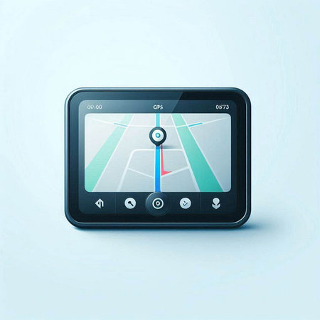 GPS navigation device on blue background. Vector illustration. Eps 10.