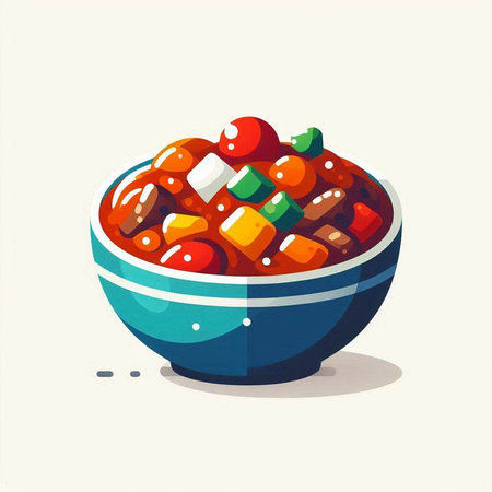 Mexican chili con carne in a bowl, vector illustration.の写真素材