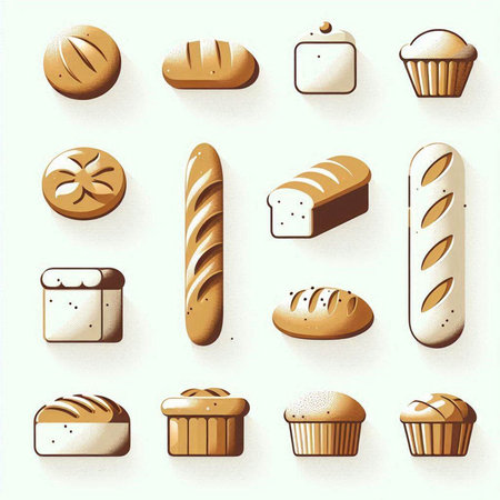 Bread and bakery icons set. Vector illustration for your design.