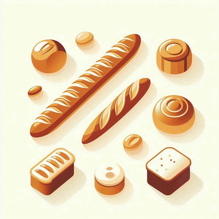 Bread icons set. Isometric illustration of bread vector icons for webの写真素材
