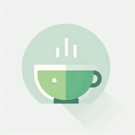 Coffee cup icon on green background. Vector illustration. Eps 10の写真素材