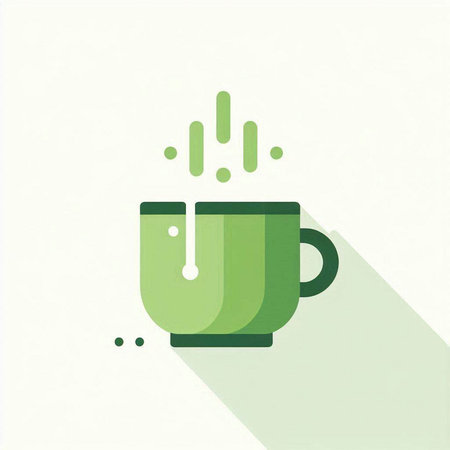 Cup of coffee icon with long shadow. Flat design style.の写真素材