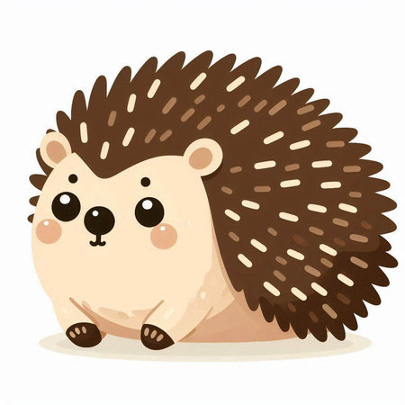 Cute hedgehog isolated on white background. Vector cartoon illustration.の写真素材