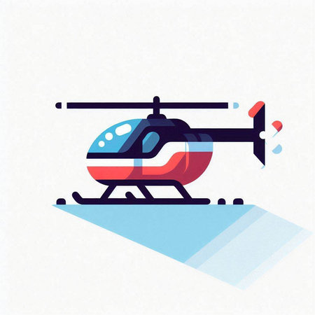 Helicopter flat icon. Vector illustration of a flying helicopter.