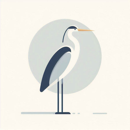 Heron on a white background. Vector illustration in flat style.の写真素材