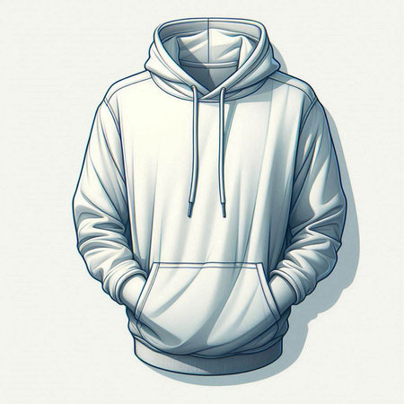 Vector illustration of a hoodie with a hood on a white backgroundの写真素材
