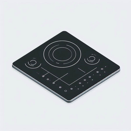 Isometric black turntable on white background. Vector illustration.