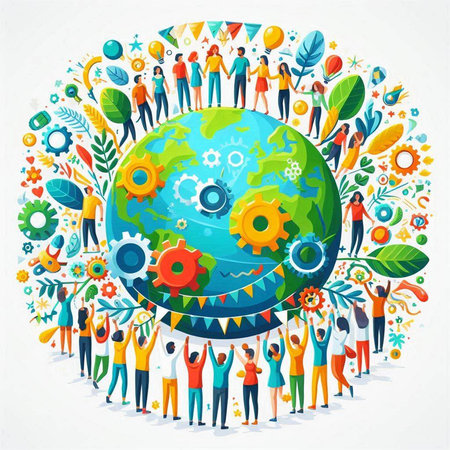 People around the world. Teamwork and cooperation concept. Vector illustrationの写真素材