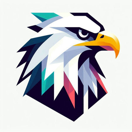 Eagle head in colorful geometric style. Vector illustration for your designの写真素材