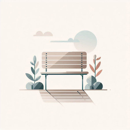 Vector illustration of a bench in the park. Flat design style.の写真素材