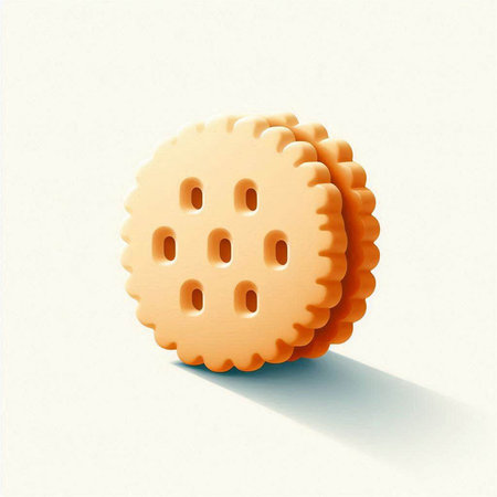 Illustration of a biscuit with shadow on a white background.の写真素材