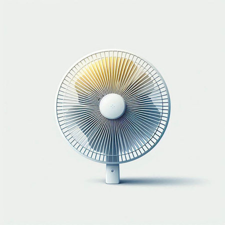 Electric fan on a white background. 3D illustration. Vintage style.の写真素材