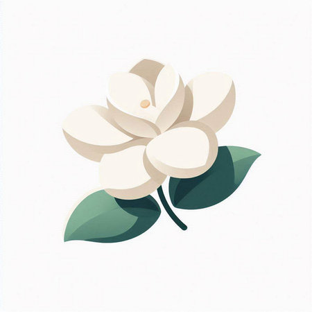 White jasmine flower isolated on white background. Vector illustration.の写真素材
