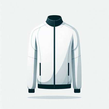 Men's white jacket on a mannequin. Vector illustration.
