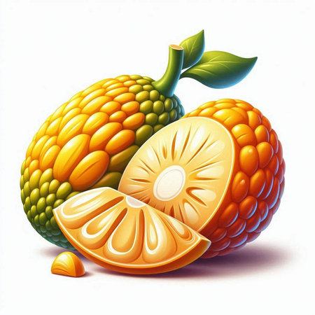 Illustration of orange fruit isolated on white background - 3d rendering