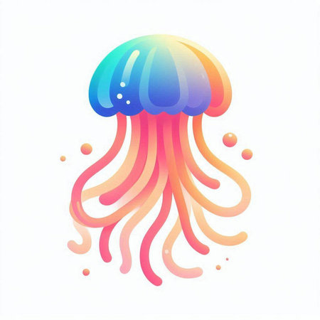 colorful jellyfish isolated on a white background. vector illustration.