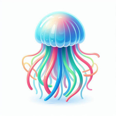 Colorful jellyfish isolated on a white background. Vector illustration.