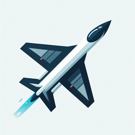 Fighter jet in the sky. Vector illustration in retro style.