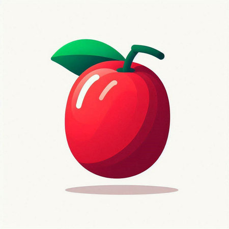 Red apple on a white background. Vector illustration, flat style.の写真素材