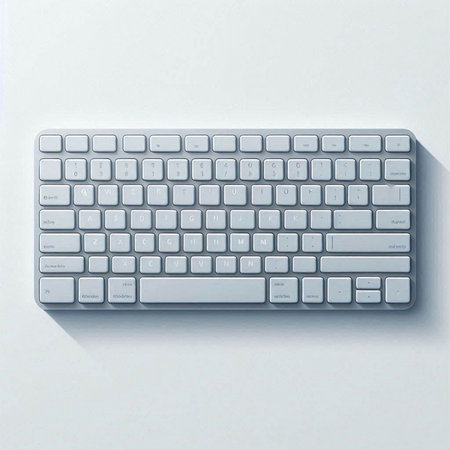 Computer keyboard on white background. Top view. 3D illustration.