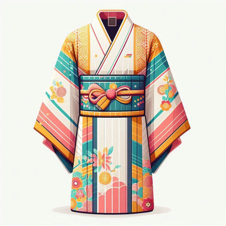 Japanese kimono isolated on a white background. Vector illustration.の写真素材