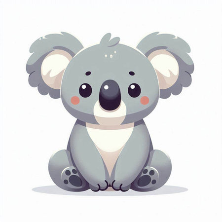 Cute koala on white background. Vector illustration in cartoon style.の写真素材