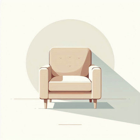 Retro armchair on a white background with shadow. Vector illustrationの写真素材