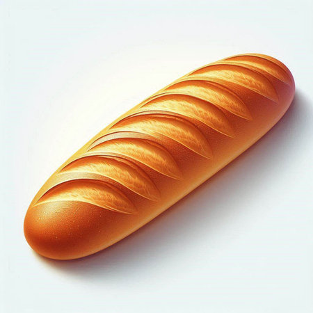 3d rendering of a loaf of bread on a white background.