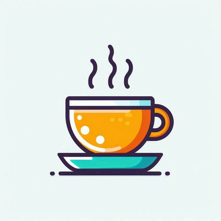 Cup of tea or coffee with steam icon. Vector illustration.の写真素材