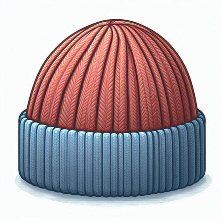 Knitted woolen cap on a white background. Vector illustration.の写真素材