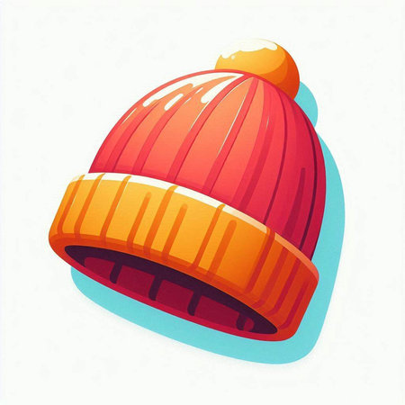 Vector illustration of a knitted hat on a white background. Cartoon style.の写真素材