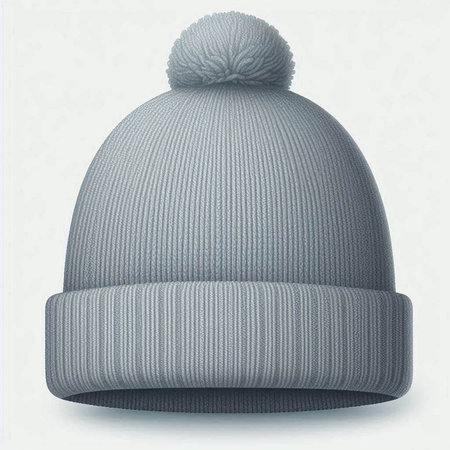 knitted gray hat isolated on a white background. 3d renderの写真素材