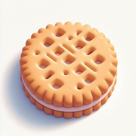 Illustration of a biscuit on a white background with shadow.