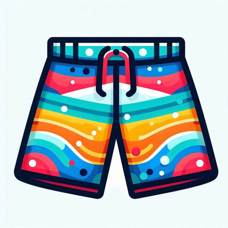 Vector illustration of colorful swimming trunks isolated on a white background.