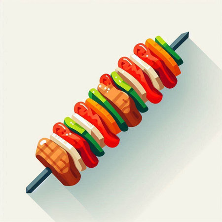 Shish kebab on a skewer. Vector illustration.の写真素材