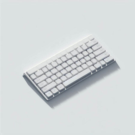 White keyboard on a white background. Top view. 3d rendering
