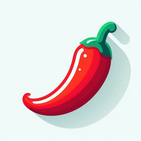 Red hot chili pepper on a light background. Vector illustration in flat style.の写真素材