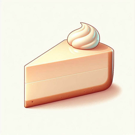 Illustration of a piece of cake with cream on a white backgroundの写真素材