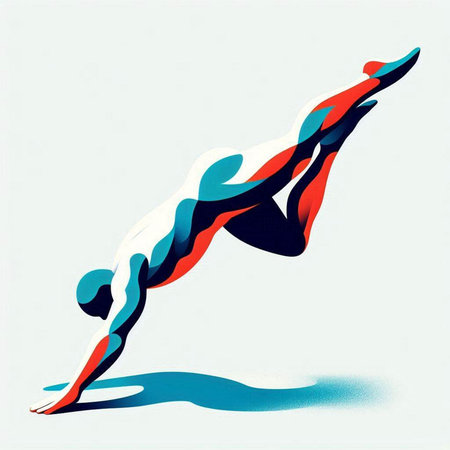 Silhouette of a swimmer. Illustration in retro style.