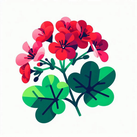 Geranium flowers. Hand drawn vector illustration isolated on white background.