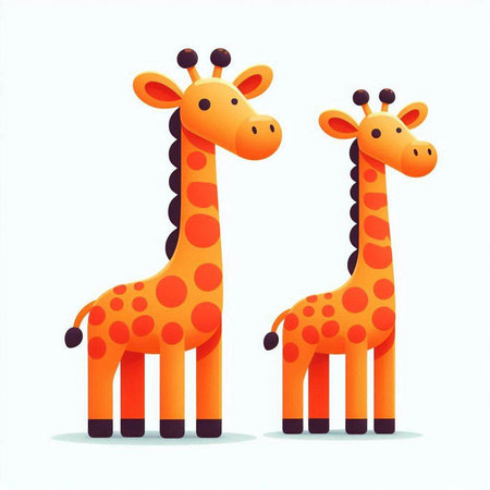 Cute cartoon giraffes isolated on white background. Vector illustration.