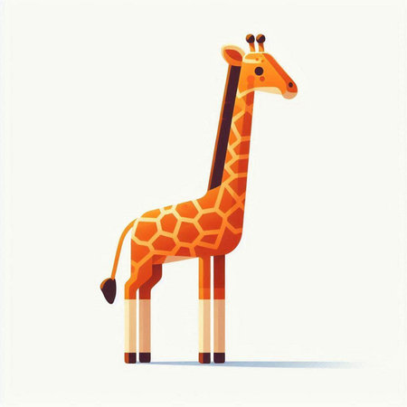 Giraffe isolated on white background. Cute cartoon animal. Vector illustration.の写真素材