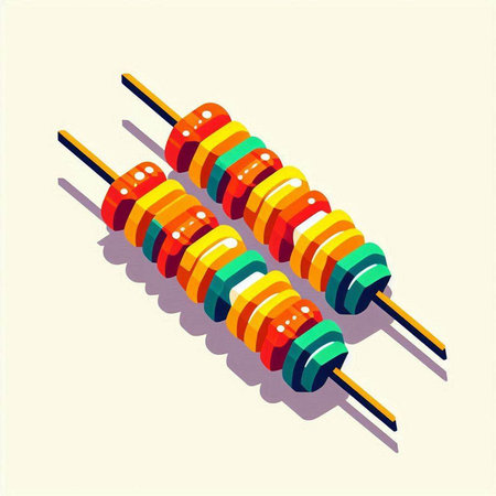 Illustration of an Isometric Skewers with Colorful Backgroundの写真素材