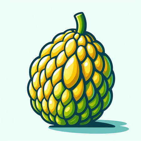 Custard apple isolated on white background. Hand drawn vector illustration.