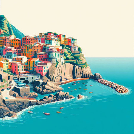 Colorful Riomaggiore, Cinque Terre, Italyの写真素材